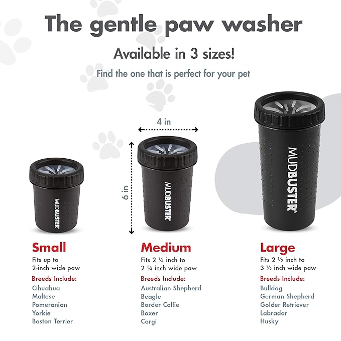 Dexas Medium Dog Paw Cleaner, Matte Black - Premium Quality Pet Supplies and Dog Accessories - Easy to Use and Clean MudBuster for Dogs - Patented Product - BPA Free