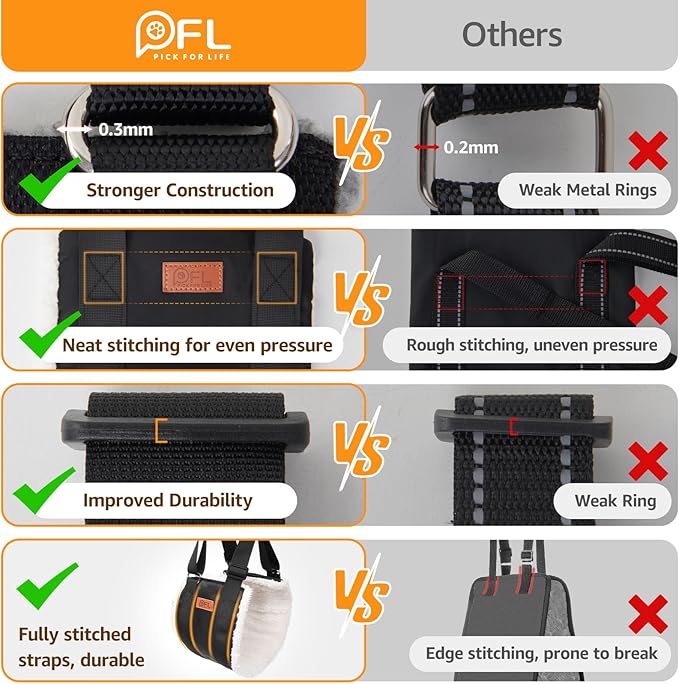 Adjustable Dog Lift Harness, Dog Sling for Large Dogs Hind Leg Support, Soft Lift Support Helps Senior, Injured, Disabled and After ACL Surgery Dogs-Black & Grey (Large)