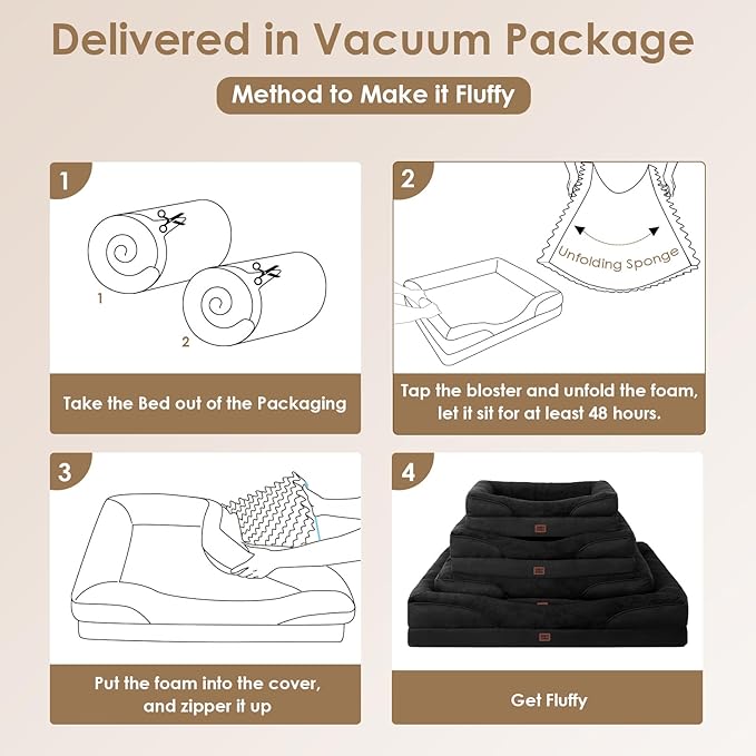 EHEYCIGA Memory Foam XL Dog Bed for XLarge Sized, Extra Large Orthopedic Dog Sofa with Sides and Waterproof Liner, Washable Bolster Pet Couch with Removable Cover, 42x30x7.5 Inch, Black