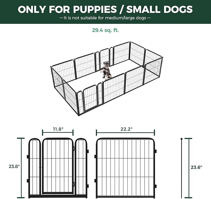 FXW Homeplus Unleashed Indoor Dog Playpen - Stress-Free and Safe Play, Heavy Duty 24 Inch 12 Wire Panels Dog Pen for Puppy and Small Dogs, Black│Patented