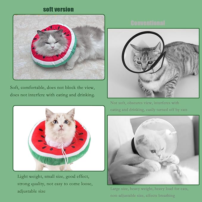Cat Recovery Soft Collar, Waterproof Soft Recovery Collar. Anti-bite and Anti-Lick Wound Healing Safe Adjustable Elizabethan Collar.(M)