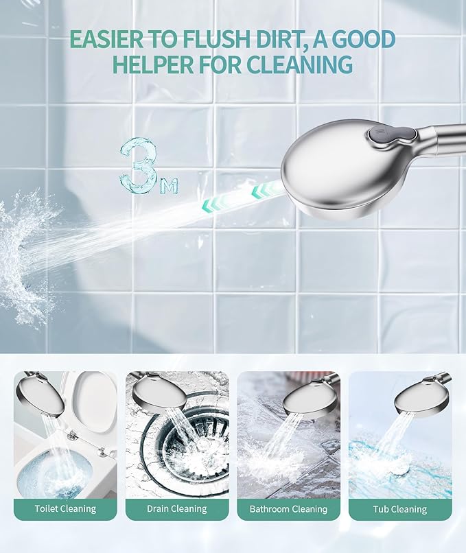 Filtered Shower Head with Handheld, High Pressure 9 Spray Mode Chrome Showerhead with Filters,detachable shower head,Water Softener Filters Beads for Hard Water -Remove Chlorine