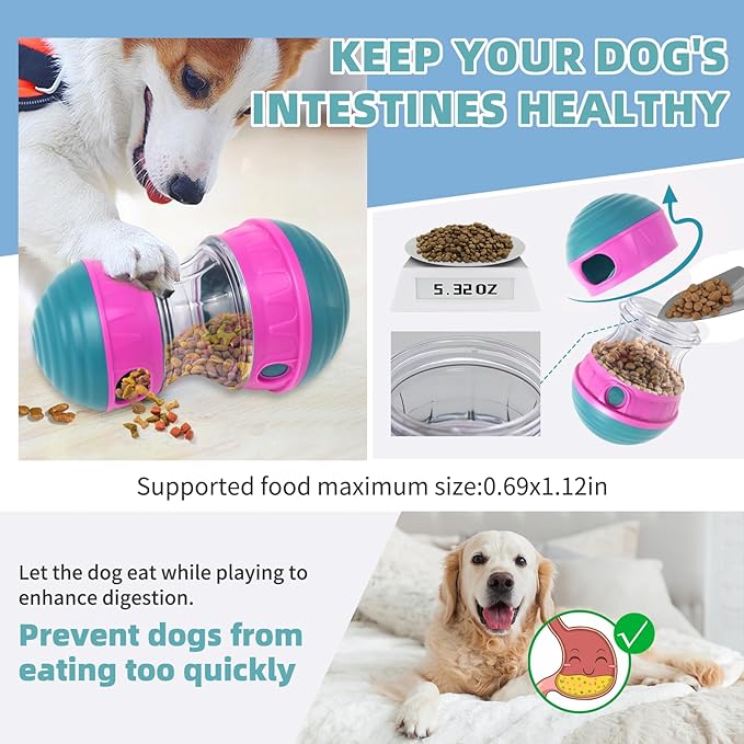 Interactive Dog Toys to Keep Them Busy, Puppy Puzzle Adjustable Food Dispenser Slow Feeder, Enrichment Treat Dispensing Toy Ball for Large/Medium/Small Breed Dogs Pet Gift, Purple