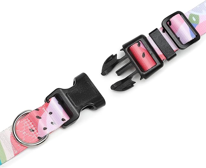 Mercano Adjustable Dog Collar - Special Design Patterns, Soft Nylon Comfortable Durable Pet Collar for Small Medium Large Dogs (S, Watermelon)