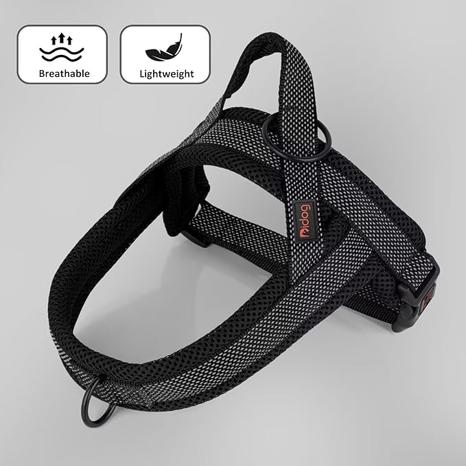 Didog No Pull Dog Harness with Breathable Mesh Padded, Full Reflective & Quick Fit Adjustable Vest Harness, Easy for Training Walking for Small & Medium and Large Dogs (Black, S:Chest 18-22")