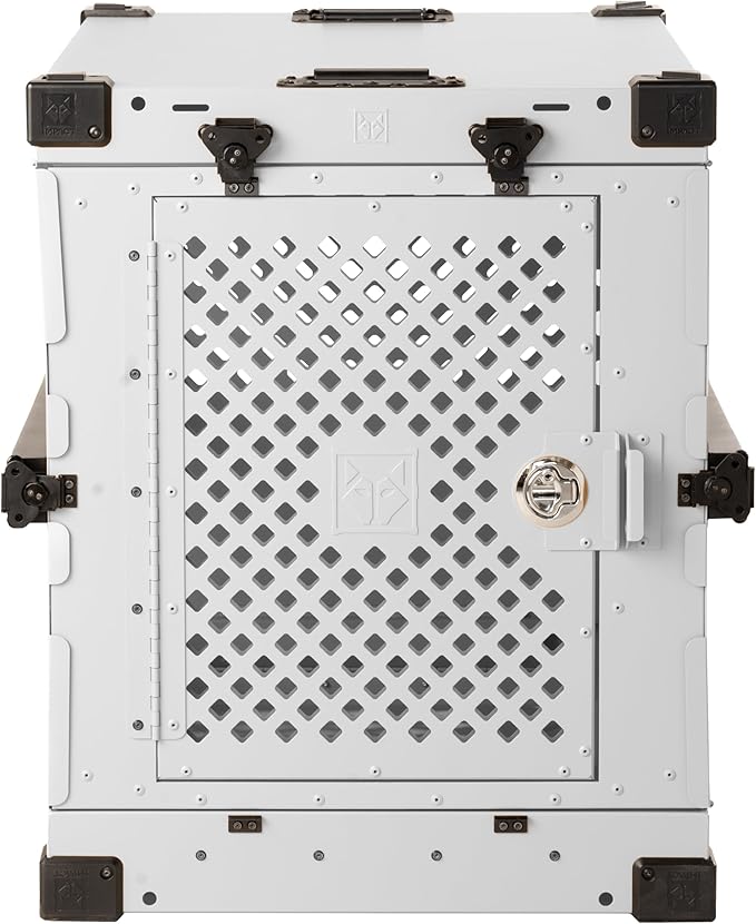 Impact Collapsible Dog Crate - Foldable Hard Crate for Medium Dogs - Heavy Duty Travel Kennel with Powder-Coated Aluminum - Quick Setup for Indoor & Outdoor (White, 30" (30.5" L x 20.5" W x 26" H))