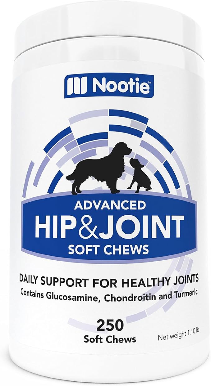 Nootie Glucosamine for Dogs - 250 ct - Hip and Joint Soft Chews Supplement for Dogs - Daily Dog MSM Chondroitin Chews with Turmeric - Joint Care Vitamins for All Breeds and Sizes USA