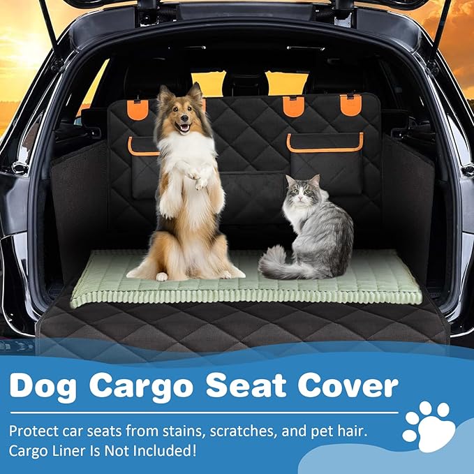 VClife Dog Car Seat Cover for Backseat Extender, Anti Slip Dog Bed Mat Travel Blanket, Pet Friendly Backseat Cover for Cars, SUVs, Small Trucks, Back Seat Extender Protector (Sage Green, 51"×23.6")