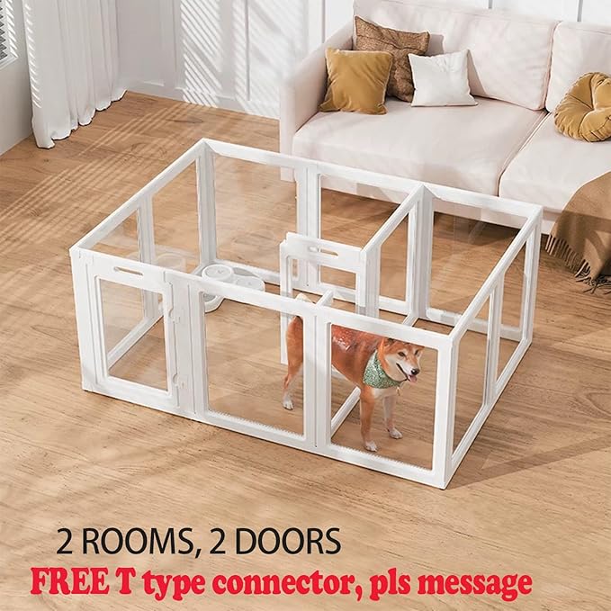 Clear Acrylic Dog Playpen Indoor, Easy Assemble Clear Pen for Pet Puppy Pig, 【𝐅𝐑𝐄𝐄 𝐓 𝐭𝐲𝐩𝐞 𝐩𝐢𝐞𝐜𝐞-𝐂𝐮𝐬𝐭𝐨𝐦𝐞𝐫 𝐬𝐞𝐫𝐯𝐢𝐜𝐞】 Sturdy & Easy Cleaning Dog Fence (23.6" H, Door+Panel)