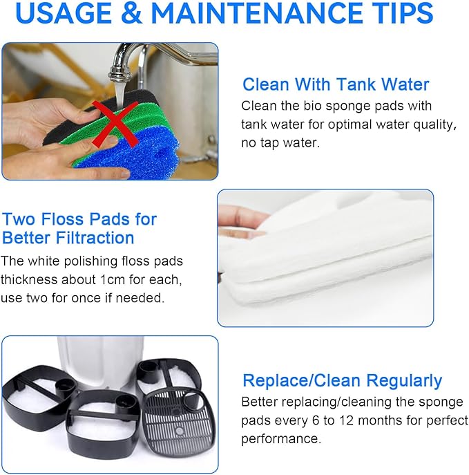 Canister Filter Pads Compatible with SUNSUN HW-302 /505A and Aqua top CF-300 Canisters Filters Sponges Replacement for Polar Aurora 265GPH Canister Filter for Aquarium Fish Tank and Turtle Tank -16PCS