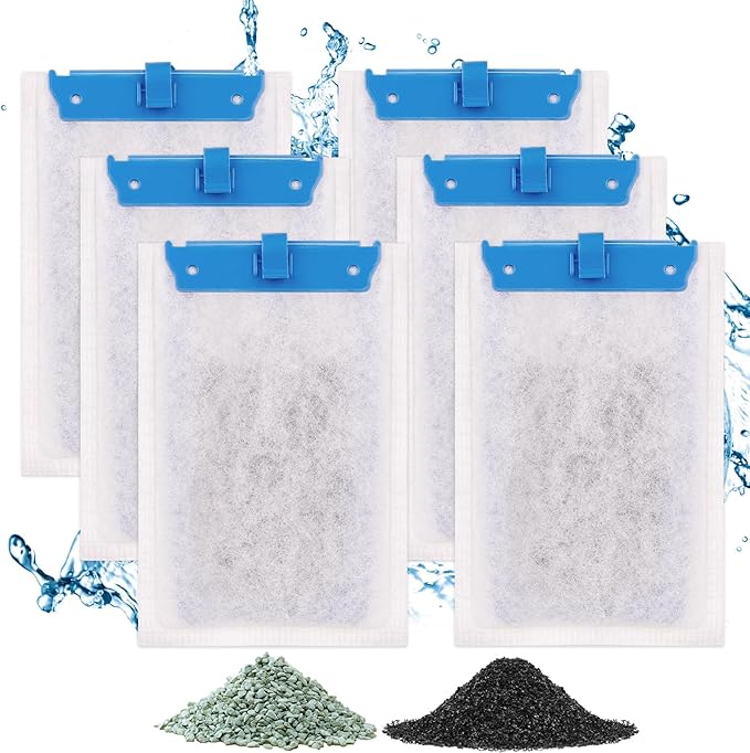 fishkeeper 6 Pack Medium Filter Cartridges Compatible with Tetra Whisper Bio-Bag Filters Replacement Filter Cartridges for Whisper Filters 10i / IQ10 / PF10 and TetraFauna ReptoFilter(Ready to Use)