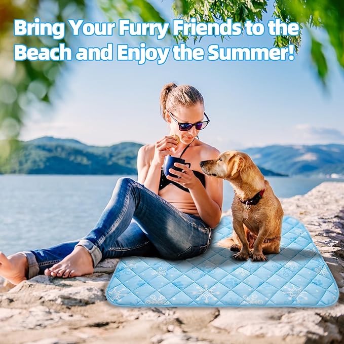 Homimp Dog Cooling Mat,27.5" x 38.5" Thicken Self-Cooling Mat for Dog Large,Internal Waterproof& Endothermic,Washable Pet Ice Cool Pad Blanket,Pet Sleeping Pad for Indoor Outdoor in Summer, Non-Toxic