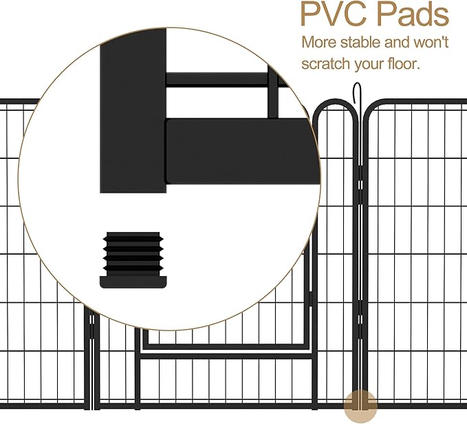 Dog Playpen, Outdoor Dog Fence, 12 Panels, 40" H Dog Pen for Large/Medium/Small Dogs, Heavy Duty Metal Pet Fence with Gate, Portable Dog Fence for RV Camping and Yard (Black)