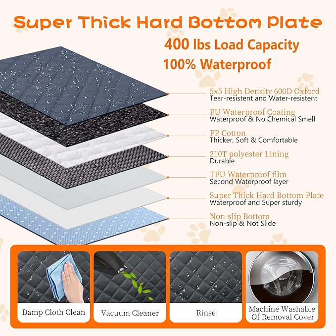 Paw Jamboree XXL Truck Dog Car Seat Cover Hard Bottom for Back Seat Extender for Dogs Hammock for Car Backseat Cover Crew Cab