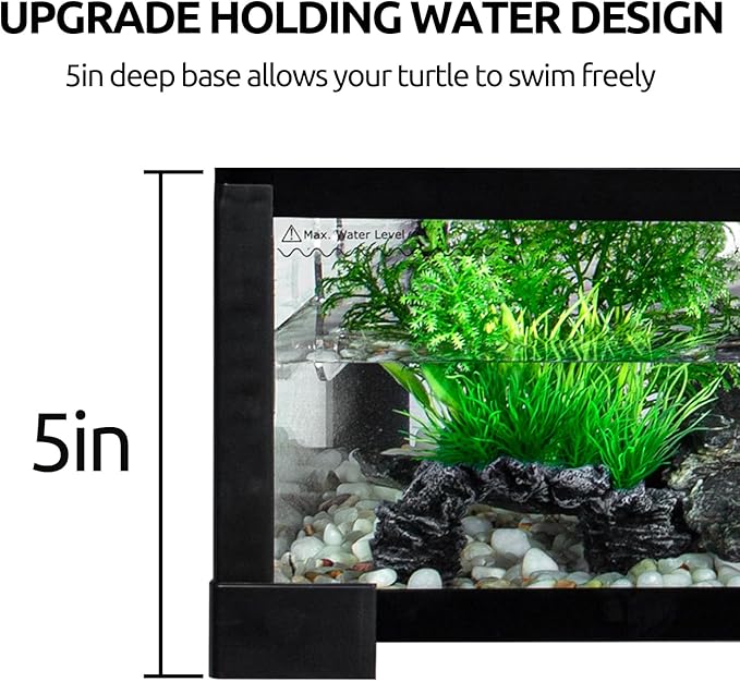 REPTIZOO 18 Gallon Turtle Tank Aquarium, 30"×12"×12" Tortoise Habitat Water-Land Ecological Turtle Tank with Drainage System Aquatic Aquarium