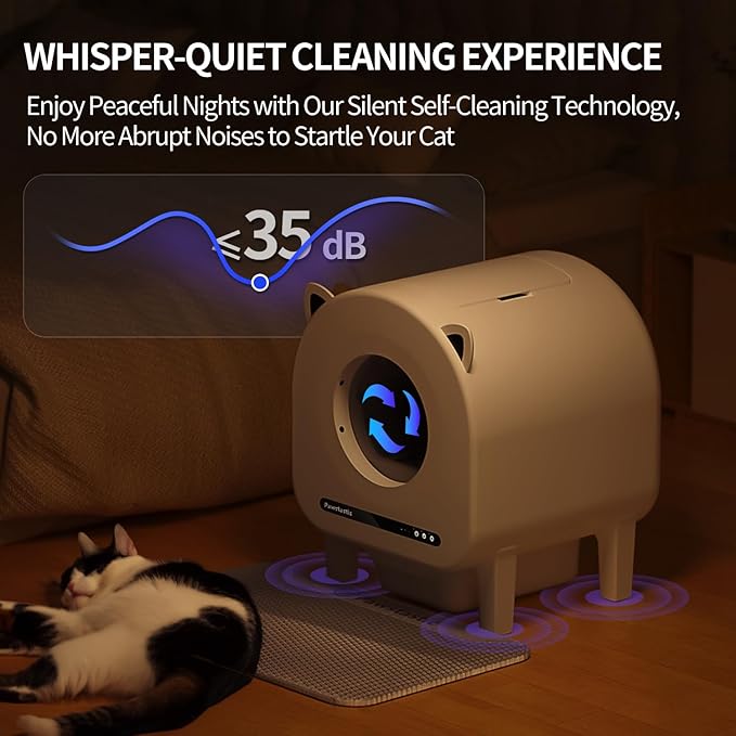 Self Cleaning Litter Box, 68 L Automatic Cat Litter Box for Multiple Cats, Robot with Dual Safety Protection, APP Control, Odor Removal Smart Litter Boxes, 2 Roll Trash Bags