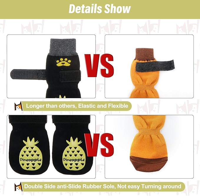 BEAUTYZOO Anti-Slip Dog Socks,Dog Shoes for Hot/Cold Pavement,Paw Protectors with Grips 3 Pairs for Puppy Small Medium Large Senior Old Dogs,Dog Socks to Prevent Licking and Hardwood Floor Protection