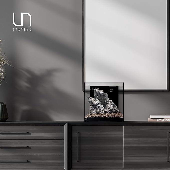 Ultum Nature Systems Dual AIO - Freshwater/Saltwater Compatible All in One Rimless Tank with Triple Chamber Filtration System, Integrated Filter Aquarium w/Leveling Mat - 11 Gallon, 35A, Black