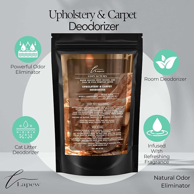 Cozy Autumn Carpet Freshener Powder: Powerful Odor Eliminator for Home, Upholstery Deodorizer, Carpet Deodorizer, Pet Urine, Cat Litter Box - Perfect Autumn Fragrance