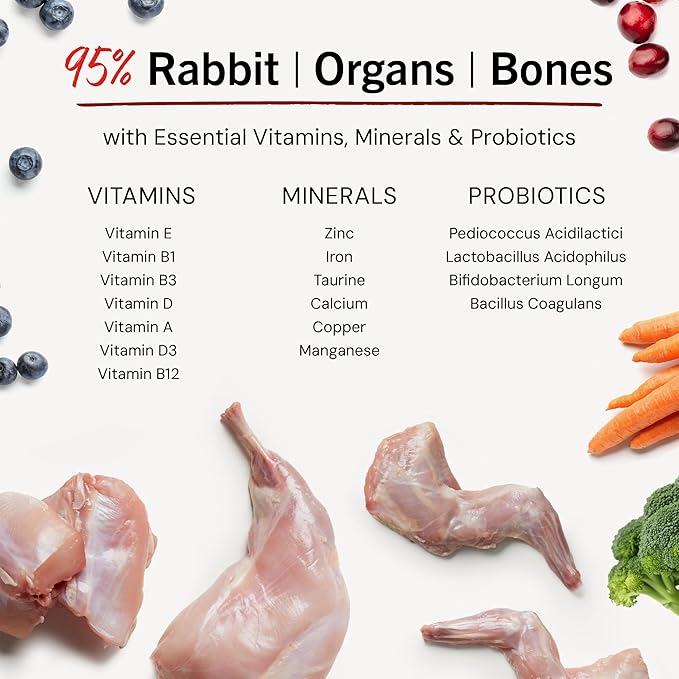 Stella & Chewy's Freeze-Dried Raw Dinner Patties - Absolutely Rabbit Recipe - High Protein Grain-Free Puppy & Dog Food - Perfect For Picky Eaters - 14 oz