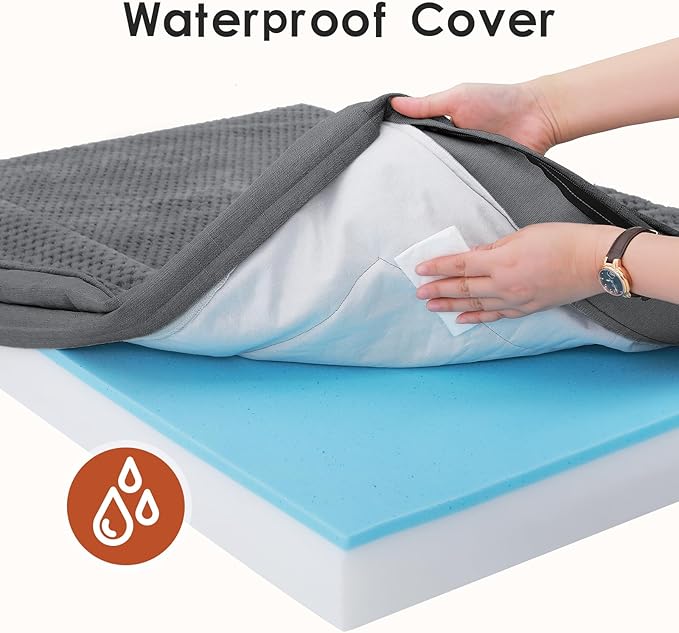 Orthopedic Dog Bed Medium Size Dog, 3 Inch Memory Foam Pet Bed for Small and Medium Dogs, Washable Removable Cover, Nonskid Bottom, Waterproof, 30x20 Inches S Dark Grey