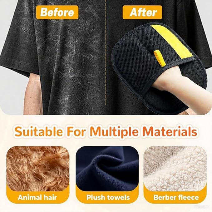 Pet Hair Removal Glove - Electrostatic Reusable Grooming Gloves for Cats & Dogs, Professional Cleaning Mitt with Hair Remover Tool (2 Pack)