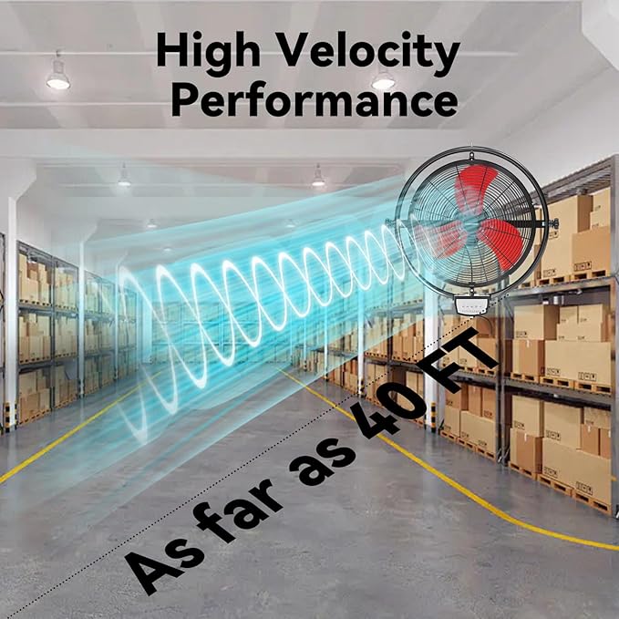 20 Inch Wall Metal Fan Pro Series Remote Control, High Velocity Wall Mount Fans for Commercial, Residential, Warehouse, Covered Patio, Shop, Garage, Barn 3 Speed 5200 CFM UL Safety Listed