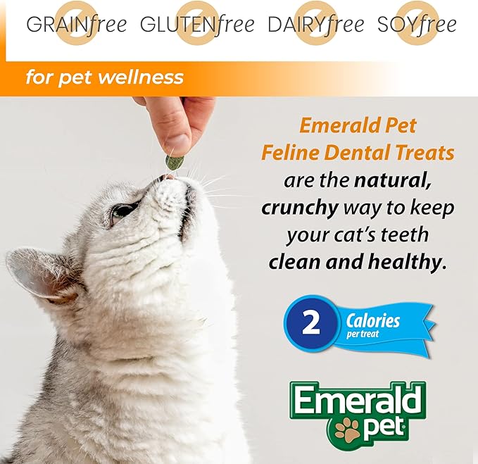 Feline Dental Treats — Tasty and Crunchy Cat Dental Treats Grain Free — Natural Dental Treats to Clean Cat Teeth, Freshen Cat Breath, and Reduce Plaque and Tartar Buildup — Salmon Treats, 3 oz
