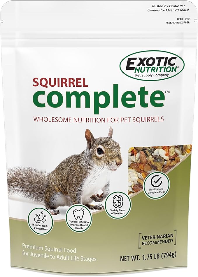 Squirrel Complete (1.75 lb.) - Healthy Natural Food - Nutritionally Complete Diet for Pet & Captive Squirrels - Ground, Grey, and Flying Squirrels, & Chipmunks
