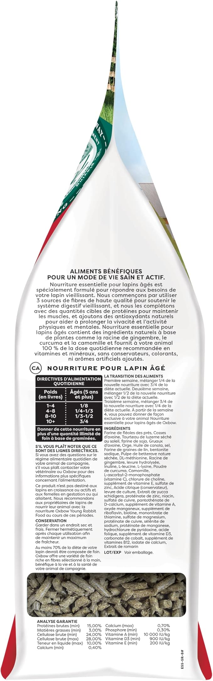Oxbow Essentials Rabbit Food, Senior, Made Alfalfa for Rabbit, Vitamin & Mineral Rich Pet Pellets, Small Animal Pet Products, Bunny Food, Made in USA, High Fiber, 8 lb. Bag