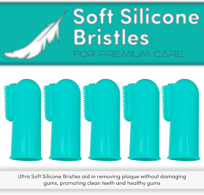 H&H Pets Dog Finger Toothbrushes - Professional Pet Finger Dental Brush Set for Dogs Puppies Cats, Soft Bristles, Size Small 4 Count-Silicon