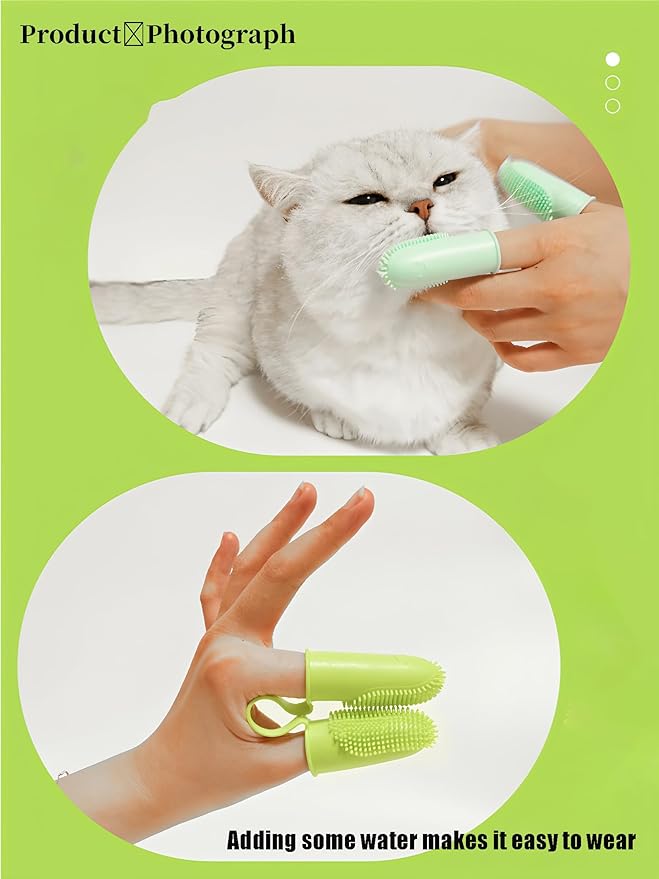 Pet Toothbrush， Dog Teeth Cleaning, Dog Finger Toothbrush，Double Ended