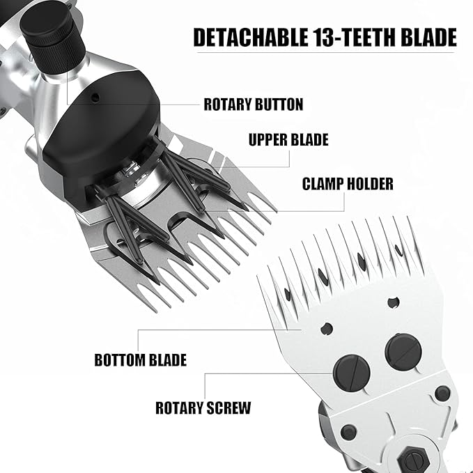 550W Professional Electric Sheep Clipper, 6 Speeds Heavy Duty Dog Shears for Thick Fur