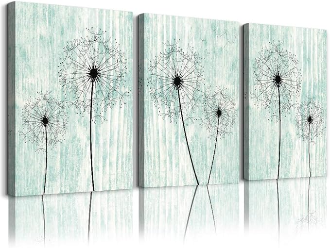 light green background Dandelion Canvas Wall Art Paintings for Living Room Canvas Print Wall Artworks Bedroom Decoration, 3 piece Framed office kitchen bathroom Wall decor posters Home Decorations