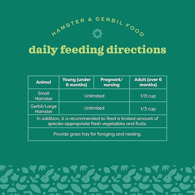 Oxbow Essentials Hamster Food and Gerbil Food, Vitamin & Mineral Rich Daily Diet for Hamsters & Gerbils, Veterinarian Formulated, Small Animal Pet Products, Made in USA, 15 lb Bulk Bag