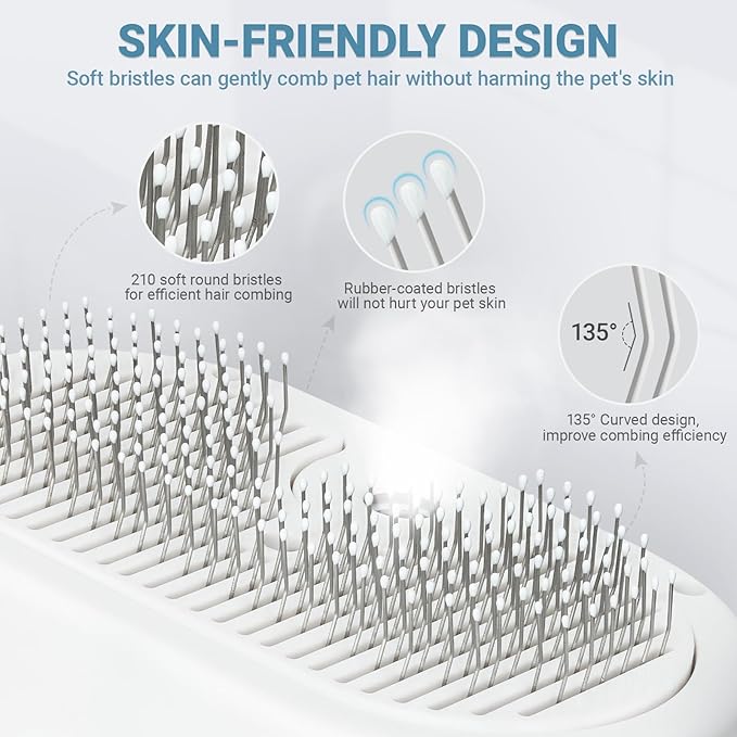 Pet Steam Brush for Dogs & Cats with Pet Conditioner, 4 in 1 Spray Hair Removal Comb for Shedding & Grooming, Self Cleaning Water Brush for Long & Short Haired Pets