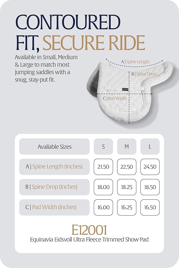 Equinavia Eidsvoll Shaped English Saddle Pad for Show Jumping with Ultra Fleece Trim