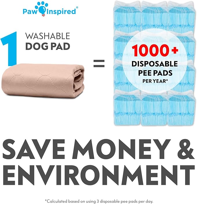 Paw Inspired Round Washable Pee Pad for Dogs | Reusable Puppy Pad for Potty Training, Whelping, Waterproof Mat | Leakproof, Non-Slip Liner (60" Extra Large Size, 1 Pack)