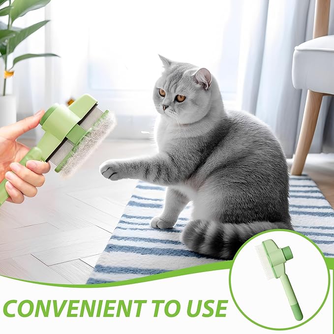 Pet Dematting Comb for Cats & Dogs, Stainless Steel Grooming Tool with Rounded Teeth for Matted Fur, Tangles & Loose Hair Removal, Ergonomic Handle for Easy Brushing