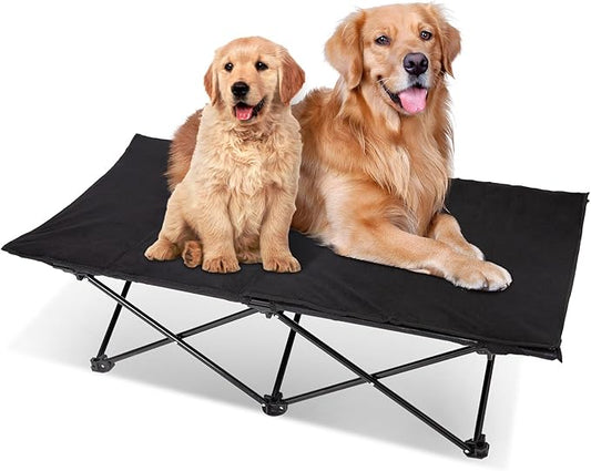 KingCamp Elevated Dog Bed for Large Dogs, Outdoor Raised Cooling Pet Cot Bed with Washable Breathable Mesh & No-Slip Feet Perfect for Camping, Backyard, Indoor Use (L, Black)