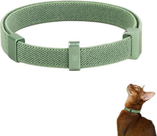 Safety Cat Collar Pro, Lightweight Elastic Release Non Breakaway Cat Collar Adjustable with Snap Fastener for Kitten All Small Large Cats, US IDA Gold Award (Olive, S 5.9-11.8")