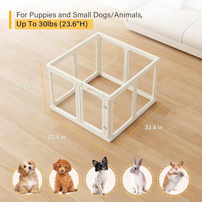 Clear Dog Play Pen, Acrylic Dog PlayPen for Puppy Cat Rabbit, Easy Assemble Pen, Preferable Small Cage, 23.6" H, 8Pcs