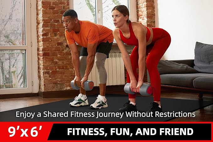 Large Exercise Mat for Home Workout,12‘x6’/10'x6'/9'x6'/8'x6'/7'x5'/6'x4' (7mm) Extra Thick Workout Mat, High-Density Gym Mat for Cardio, Jump Rope, MMA, Weights (Shoe-Friendly)