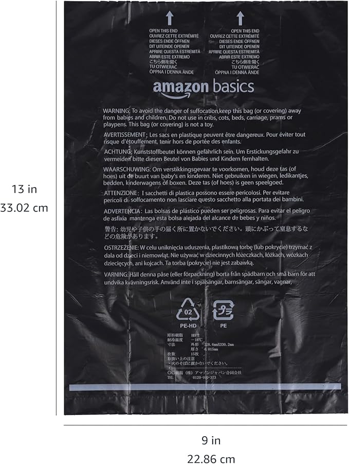 Amazon Basics Dog Poop Bags with Dispenser, 300 Count, Enhanced for Guaranteed Leakproof, Unscented, Includes Leash Clip