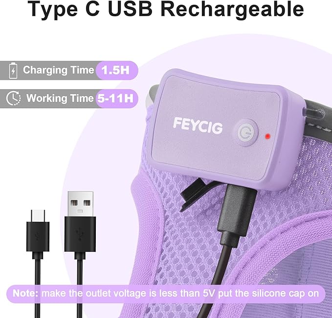 Light Up Dog Harness,Rechargeable LED Dog Harness for Small Medium Large Dogs,Reflective Lighted Safety Vest for Night Walking & Camping,Lightweight & Adjustable,Lavender Purple,XS