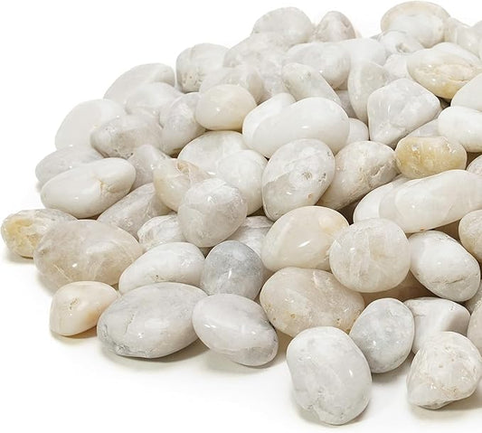 Mr. Fireglass 5lb White River Rocks, 3/8 inch Natural Decorative Polished Pebbles Aquarium Gravel Stones for Landscaping, Indoor Plants, Vase, Succulent, Fish Tank