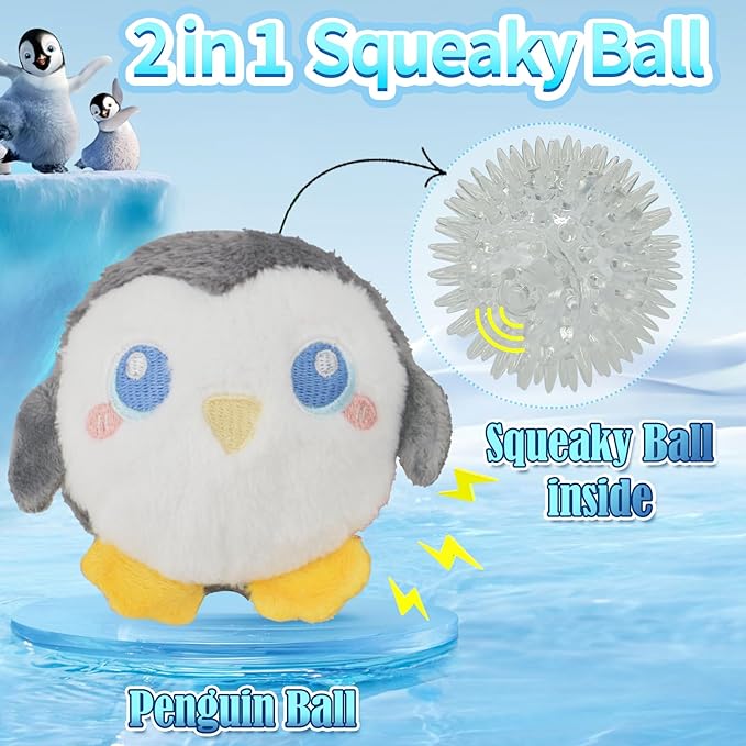 DKING 3Pack Squeaky Dog Balls,2 in1 Funny Puppy Ball Toys,Birthday Dog Toy for Small Medium Dogs (Ocean Ball)