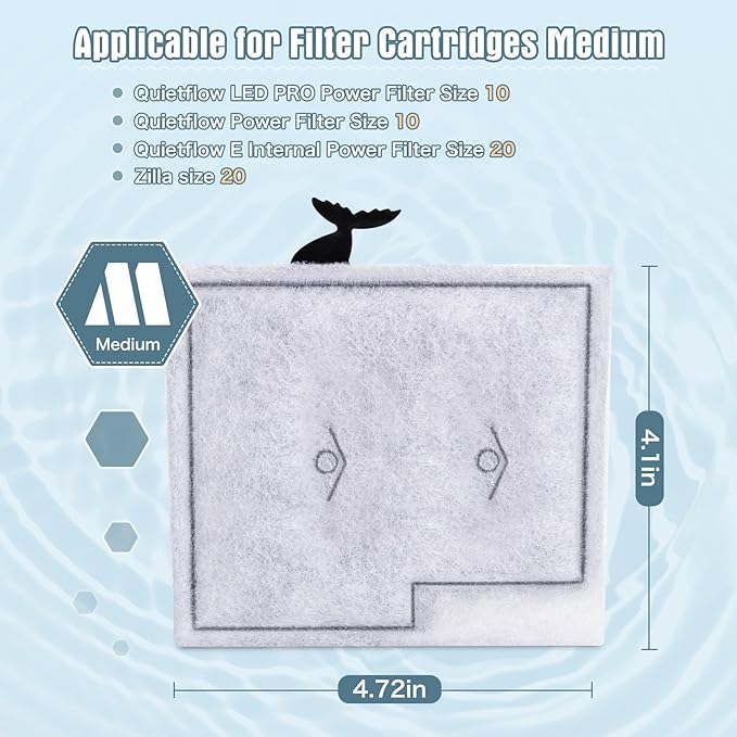 12 Pack Medium Filter Cartridges Compatible with Aqueon Replacement Filter Cartridges Compatible with Aqueon QuietFlow LED PRO Power Filter Size 10 & E Internal Power Filter Size 20 & Zilla Size 20