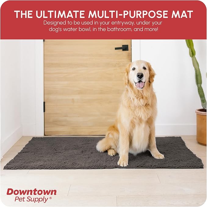 My Doggy Place Microfiber Dog Mat for Muddy Paws, 60" x 36" Ash - Non-Slip, Absorbent and Quick-Drying Dog Paw Cleaning Mat, Washer and Dryer Safe - X-Large/Runner