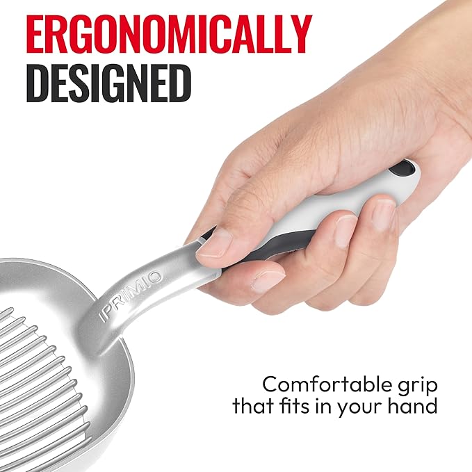 iPrimio Cat Litter Scooper Deep Shovel with Holder - (Silver XL) - Non-Stick Pooper Scooper Shovel Kitty Litter Sifter - Patented Solid Aluminum Poop Scoopers with Long Handle, Easy Grip, Pet Supplies